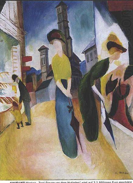 Two women in front of a hat shop, August Macke